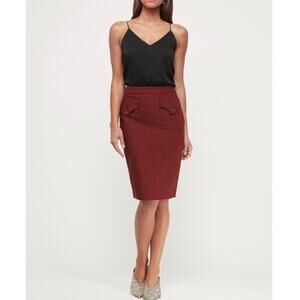 Express High-Waisted Pencil Skirt Red Rust Button Pocket‎ Back Slit Size 8 NWT